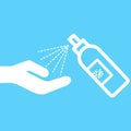 Use the hand sanitizer sign-hand sanitizer dispenser, infection control concept. Disinfectant for the prevention of colds, viruses